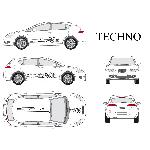 Set complet Adhesifs -TECHNO- Noir - Taille M - PROMO ADN - Car Deco