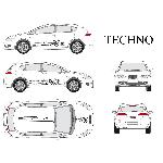 Set complet Adhesifs -TECHNO- Noir - Taille S - PROMO ADN - Car Deco