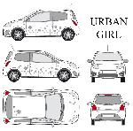 Stickers Grands Formats Set complet Adhesifs -URBAN GIRL- Argent - Taille M - Car Deco