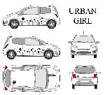 Stickers Grands Formats Set complet Adhesifs -URBAN GIRL- Noir - Taille M - Car Deco