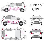 Stickers Grands Formats Set complet Adhesifs -URBAN GIRL- Rose - Taille M - Car Deco