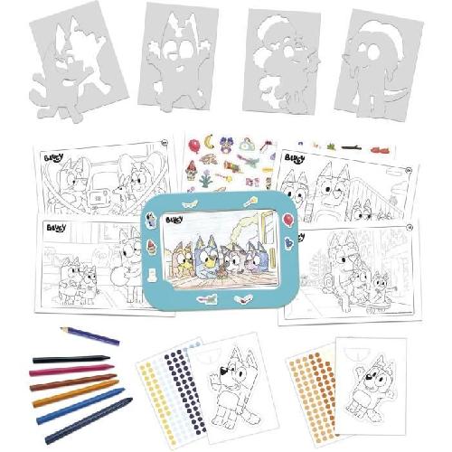 Jeu De Coloriage - Dessin - Pochoir Set créatif - EDUCA - Décoration et modelage des personnages Bluey - 3 activités des 3 ans