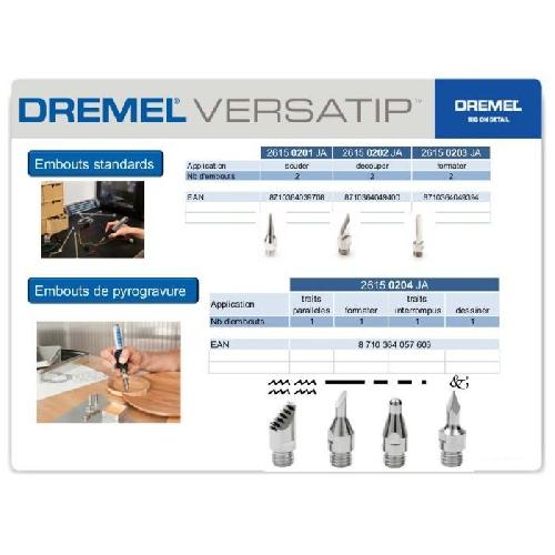 Accessoire - Consommable Machine Outil Set de 4 embouts de pyrogravure DREMEL 204 - Pour fer a souder a gaz Dremel Versatip