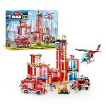 Set de Construction - ZURU - Fire Station Large (976 pieces) - Crée une caserne de pompiers avec véhicules et accessoires