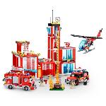 Jeu D'assemblage - Jeu De Construction - Jeu De Manipulation Set de Construction - ZURU - Fire Station Large (976 pieces) - Crée une caserne de pompiers avec véhicules et accessoires