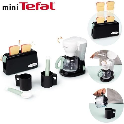 Dinette - Cuisine Set petit déjeuner Tefal - Smoby - Grille pain + cafetiere + tasses et cuilleres - Dés 3 ans