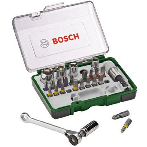 Accessoire - Consommable Machine Outil Set vissage mixte Bosch - Kit 27 pieces. Assortiment d'Embouts de Vissage avec Cliquet