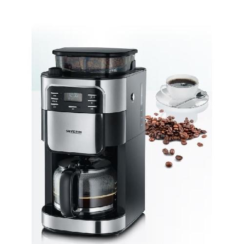 Machine A Cafe Expresso Broyeur SEVERIN 4810 Cafetiere filtre avec broyeur integre - Noir et inox - 1000W - 1.4 L