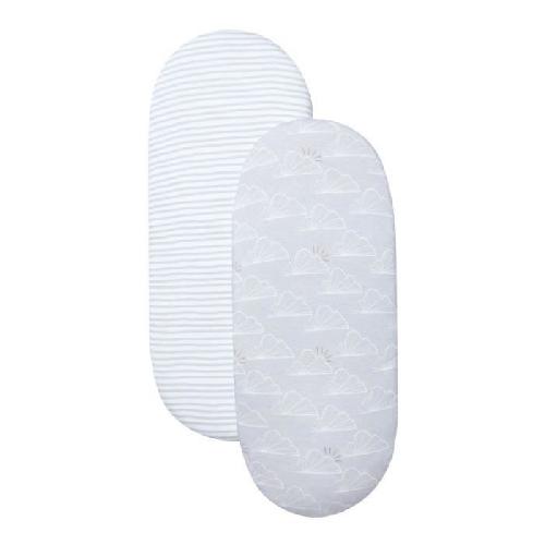 Drap Housse Matelas SHNUGGLE DRAP HOUSSE - RAYURES - NUAGE -pack de 2-