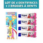 SIGNAL Pack 3 Brosses a dents enfants + 4 dentifrices Fraise gaga