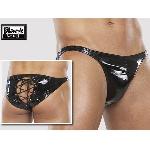 Slip noir en vinyle avec lacage - Taille S