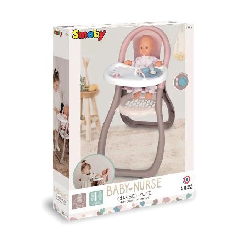 Vetement - Accessoire Poupon SMOBY - Baby Nurse Chaise haute pour poupon jusqu'a 42cm (non inclus) - Fabriqué en France