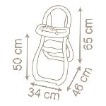 Vetement - Accessoire Poupon SMOBY - Baby Nurse Chaise haute pour poupon jusqu'a 42cm (non inclus) - Fabriqué en France