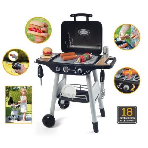 Dinette - Cuisine Smoby - BBQ Grill - Barbecue pour enfant - 18 accessoires - Fonctions flammes rétractables et boutons sonores - Fabriqué en France