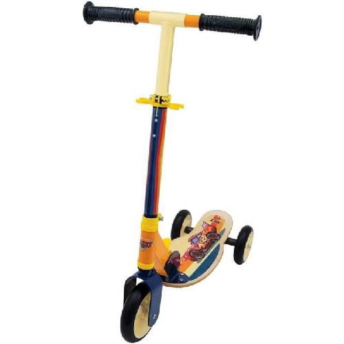 Casque De Glisse - Trottinette - Skate - Patin A Roulette Smoby - Cars - Patinette pliable - 3 roues silencieuses - Plateau bois - Jaune et Multicolore - Trottinette avec guidon réglable