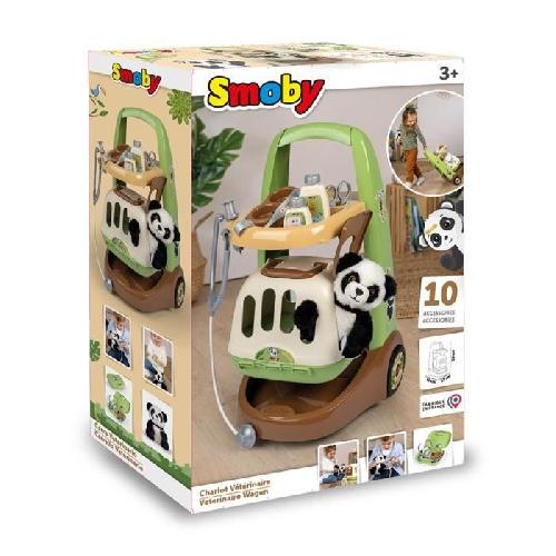 Docteur - Infirmiere - Veterinaire Smoby - Chariot Vétérinaire  de Zoo - Peluche Panda - Nombreux accessoires inclus - Produit 2 en 1 : Cage de transport - Fabrication