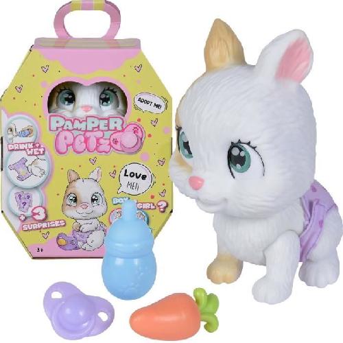 Poupee Smoby - Pamper Petz - Lapin a adopter - 4 accessoires - Articulé - Bois et fais pipi - Certificat d'adoption - Des 3 ans