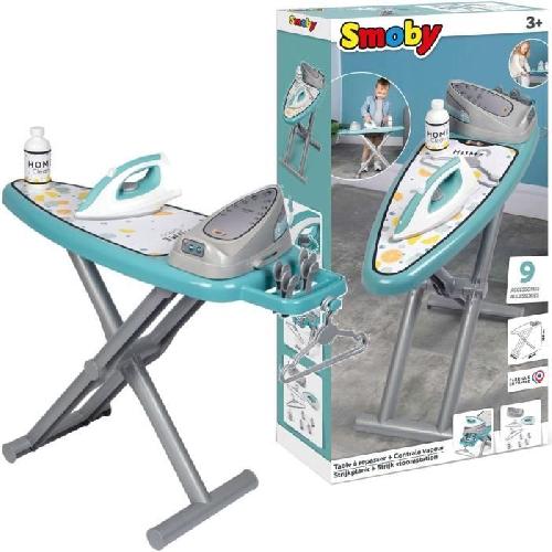 Soin De La Maison - Nettoyage - Menage Smoby - Planche a repasser avec station vapeur + 9 accessoires - Jeux d'imitation ménage - H48cm - Fabrication Française - Dés 3ans