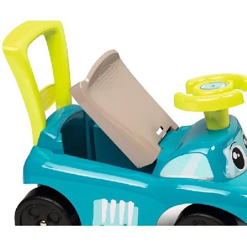 Porteur - Pousseur Smoby - Porteur auto bleu - Fonction trotteur - Coffre a jouets - 10 mois et plus - Fabrication française
