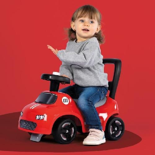 Porteur - Pousseur Smoby - Porteur enfant 2 en 1 - Auto Rouge - Coffre sous la selle + klaxon - Des 10 mois - Fabrication française