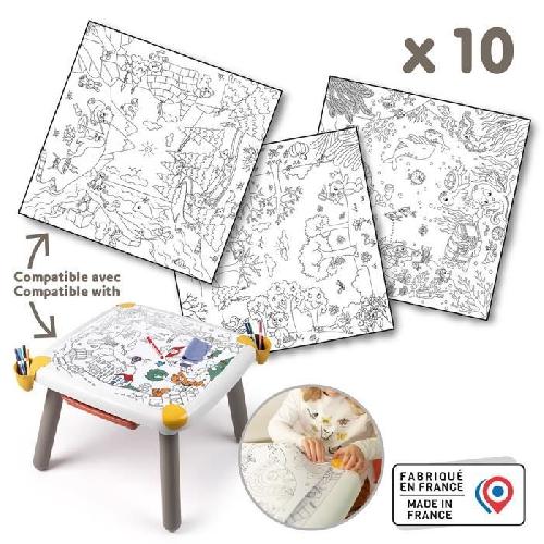 Jeu De Coloriage - Dessin - Pochoir Smoby - Recharge Coloriages pour la Kid table créative - 10 feuilles de coloriages