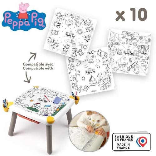 Jeu De Coloriage - Dessin - Pochoir Smoby - Recharge Coloriages pour la Kid table créative - 10 feuilles de coloriages Peppa Pig