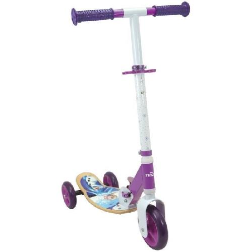 Casque De Glisse - Trottinette - Skate - Patin A Roulette SMOBY - Reine des Neiges - Patinette 3 roues silencieuses - Guidon reglable - Trottinette enfant en bois et metal