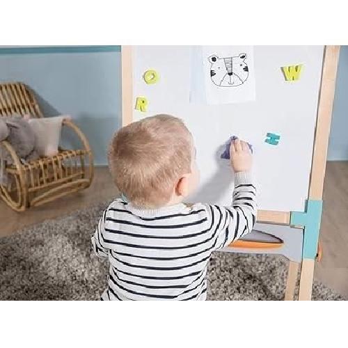 Tableau Enfant Smoby - Tableau en bois double face - Ardoise craie et Blanche magnétique - Pliable et hauteur ajustable - 80 accessoires - Dés 3ans