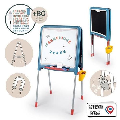 Tableau Enfant Smoby - Tableau Tubes - Double face magnétique et ardoise - Bac amovible - 80 accessoires inclus - Dés 3ans