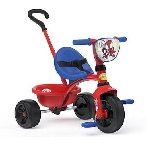 Tricycle Pour  Enfant Smoby - Tricycle Be Fun - Spidey - Evolutif de 15 mois a 3 ans - Canne parentale réglable sur 3 positions - Ceinture de sécurité