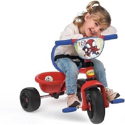 Tricycle Pour  Enfant Smoby - Tricycle Be Fun - Spidey - Evolutif de 15 mois a 3 ans - Canne parentale réglable sur 3 positions - Ceinture de sécurité