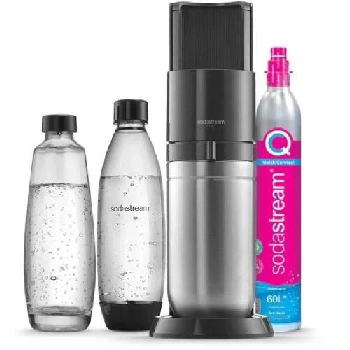 Gazeificateur - Machine A Sodas SODASTREAM Duo - Machine a Eau Pétillante Noire - Pack 2 Bouteille 1L Compatible Lave-Vaisselle + 1 Recharge de Gaz 60L a Clipser