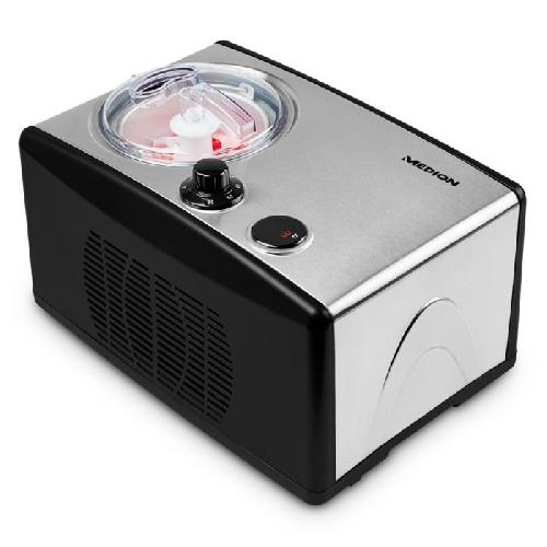 Sorbetiere - Machine A Glace Sorbetiere Yaourtiere - MEDION MD18387 ? 150W ? de -18 a -35oC ? 1.5L de glace ? Ecran LCD ? Noir-Alu