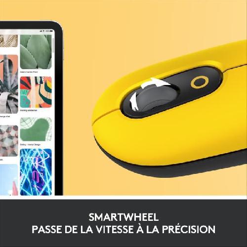 Souris Souris Sans Fil Logitech POP Mouse avec Emojis Personnalisables. Bluetooth. USB. Multidispositifs - Jaune