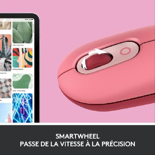 Souris Souris Sans Fil Logitech POP Mouse avec Emojis Personnalisables. Bluetooth. USB. Multidispositifs - Rose