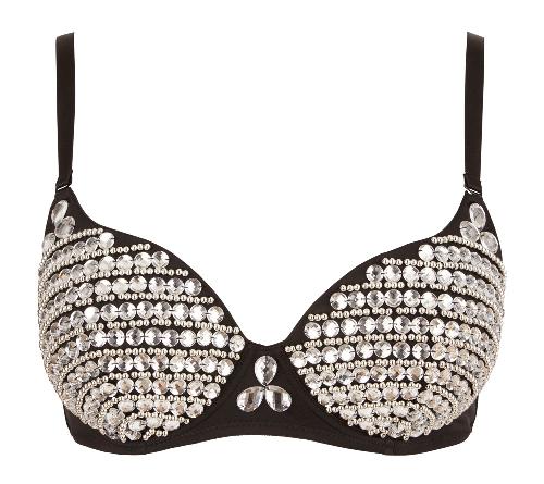 Ensembles Soutien-gorge armatures paillete noir argent 100B