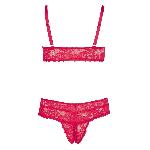 Ensembles Soutien gorge et string ouvert rouges Taille 3XL