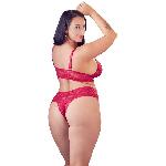 Ensembles Soutien gorge et string ouvert rouges Taille XL
