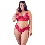 Ensembles Soutien gorge et string ouvert rouges Taille XL
