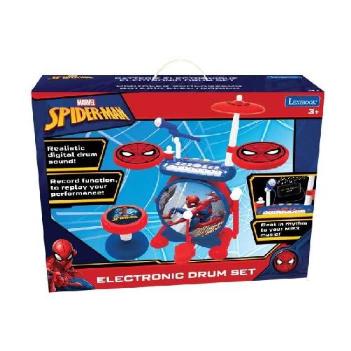 Imitation Instrument Musique SpiderMan - Batterie électronique pour enfant - Lumineuse - Complete avec clavier. cymbales et tabouret - Lexibook