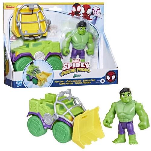 Figurine Miniature - Personnage Miniature Spidey Coffret Camion demolisseur Hulk. vehicule avec figurine de 10 cm. jouets des 3 ans. Spidey et ses Amis Extraordinaires