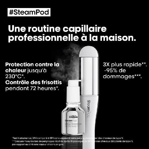 Lisseur - Pince - Fer A Lisser SteamPod 4 - Lisseur boucleur vapeur professionnel - L'OREAL PROFESSIONNEL - 3 Températures - Outil + Soin Lissant Concentré