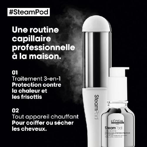 Lisseur - Pince - Fer A Lisser SteamPod 4 - Lisseur boucleur vapeur professionnel - L'OREAL PROFESSIONNEL - 3 Températures - Outil + Soin Lissant Concentré