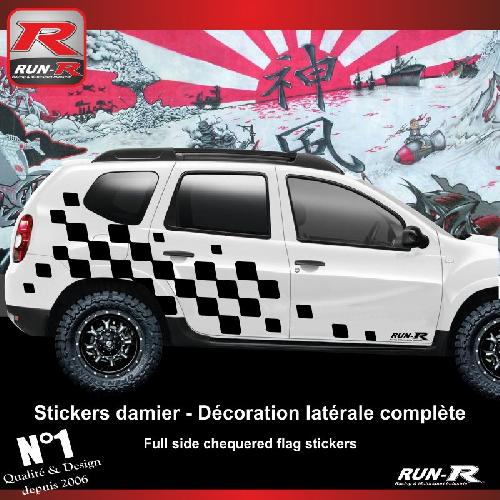 Adhesifs Dacia Sticker 000XND Damier Geant Noir compatible avec Dacia Duster - Run-R