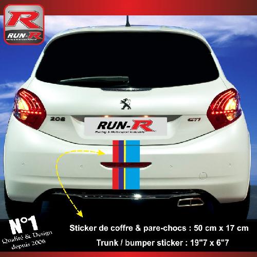 Adhesifs Peugeot Sticker arriere Sport compatible avec 208 - 207 - Run-R