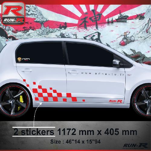 Adhesifs Volkswagen Sticker bas de caisse 001R Motorsport compatible avec VW UP Rouge - Run-R