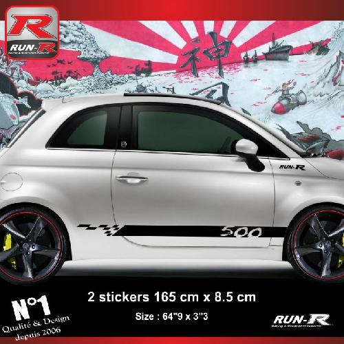 Sticker bas de caisse 00ENN compatible avec FIAT 500 - noir - Run-R - archives