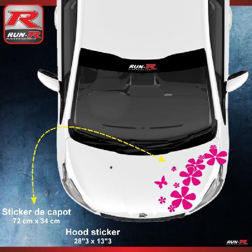 Adhesifs Peugeot Sticker capot compatible avec PEUGEOT 208 207 et 206 - Fleurs - ROSE - Run-R