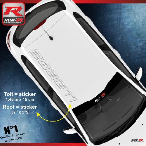 Adhesifs Peugeot Sticker de toit compatible avec PEUGEOT 208 GTI - ARGENT - Run-R