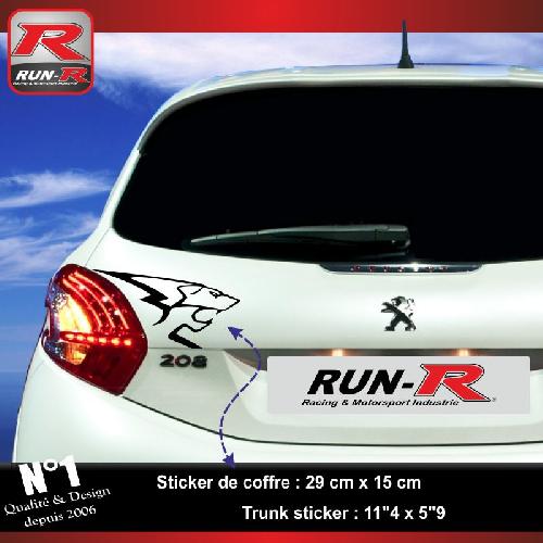 Adhesifs Peugeot Sticker Lion Noir 29 cm compatible avec PEUGEOT 208 - 207 - 206 - Run-R